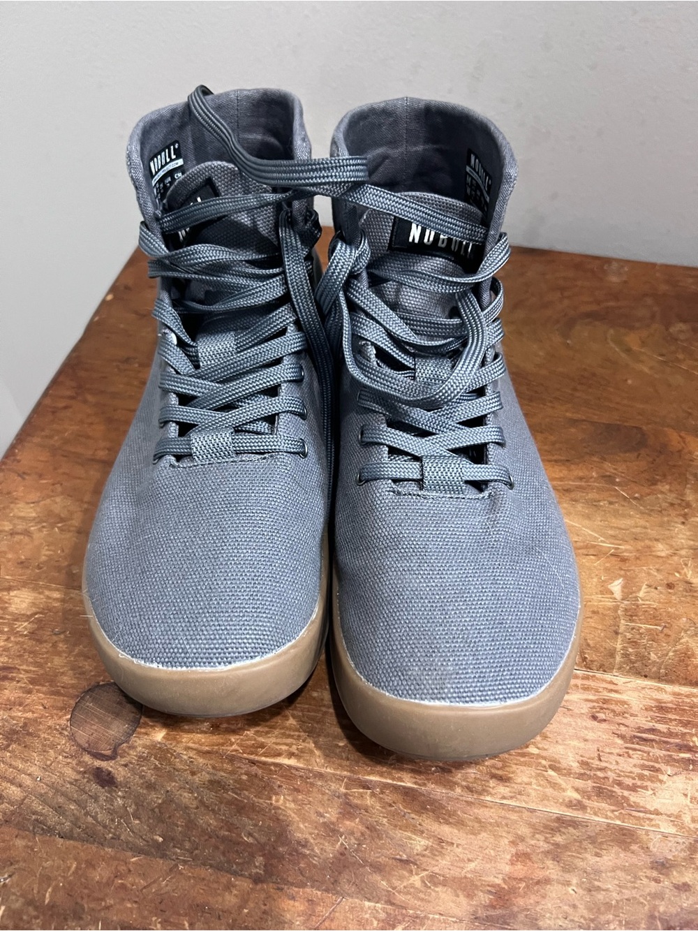 NOBULL Gray High-Top Canvas Sneakers with Gum Sole